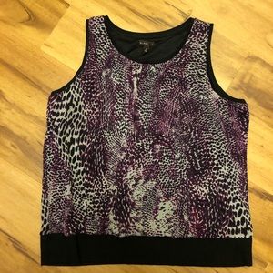1x sleeveless top purple animal print